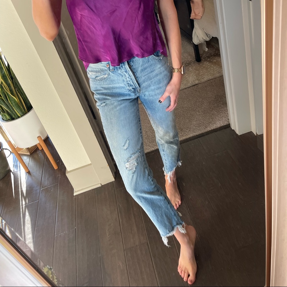 Pistola distressed crop jeans